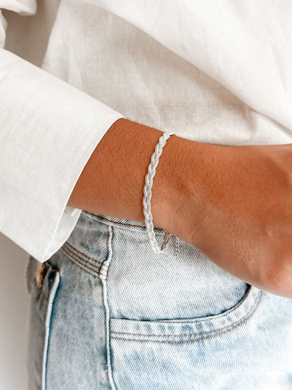 Pulseira Trançada banhada a prata - Use Luxy